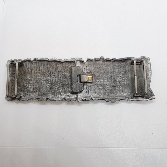 Vintage 90s PAPPAGALLO Pewter Tone Metal Two Piece Belt Buckle Abstract Y2K main image 7